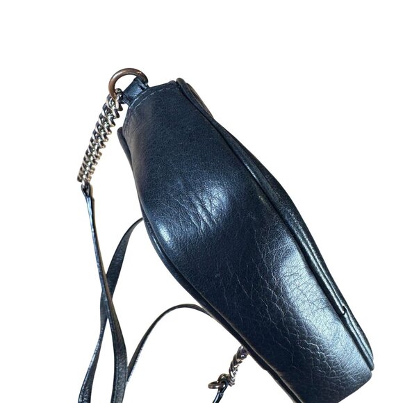 Michael Kors Black Pebbled Leather Zip Chain-Link Crossbody Bag - Picture 8 of 9